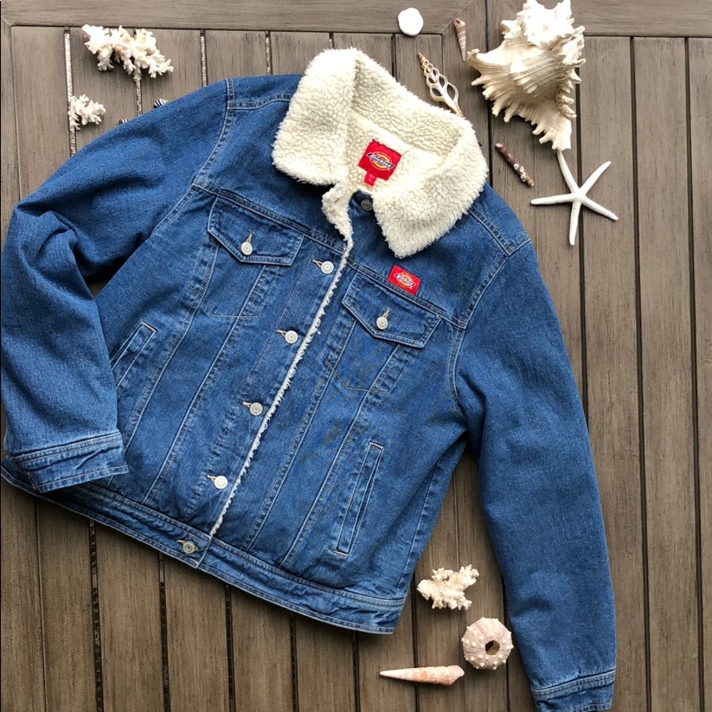 🌴🌼DICKIES- Faux Shearling Lined Denim Jacket🌼🌴 - Picture 2 of 12